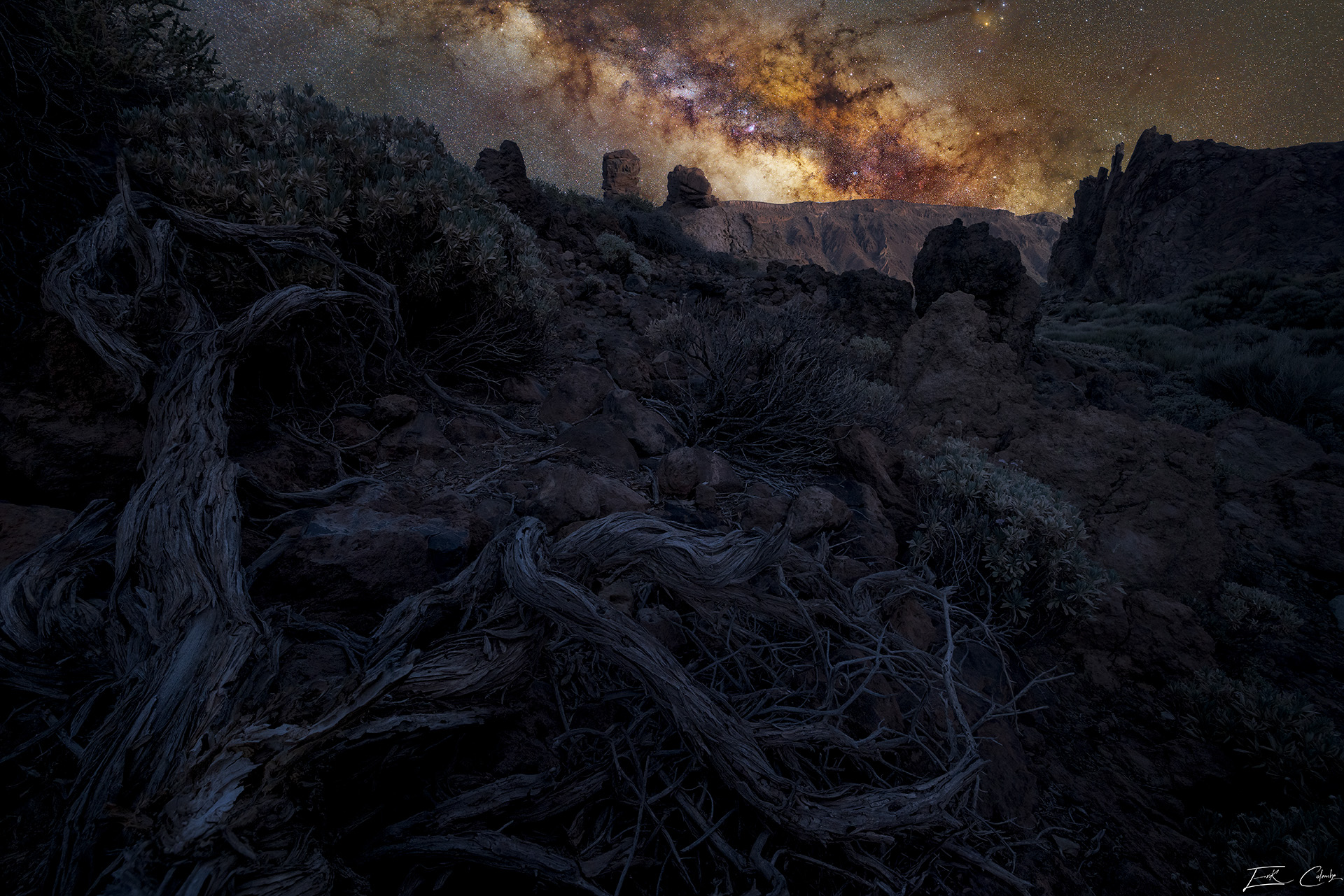 Paesaggio con via lattea A Tenerife sul Teide di Erik Colombo